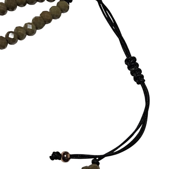 Handcrafted Blue Evil Eye Leaf Charm Olive Beaded Bracelet Protection Spiritual - Picture 3 of 4